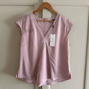 Karen Millen Lace Inset Cap Sleeve Blouse Top Size 12